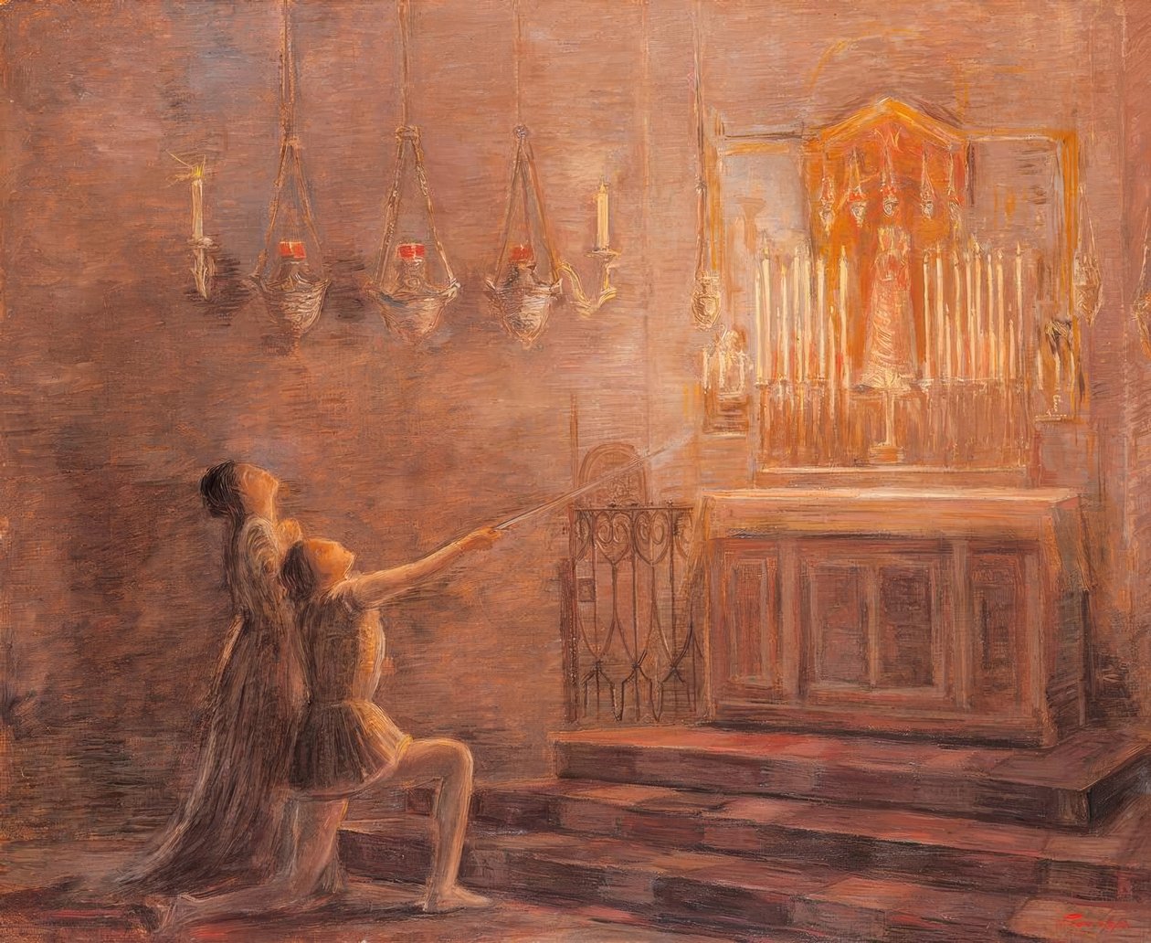 Ugo og Parisina i Loreto-kapellet av Gaetano Previati