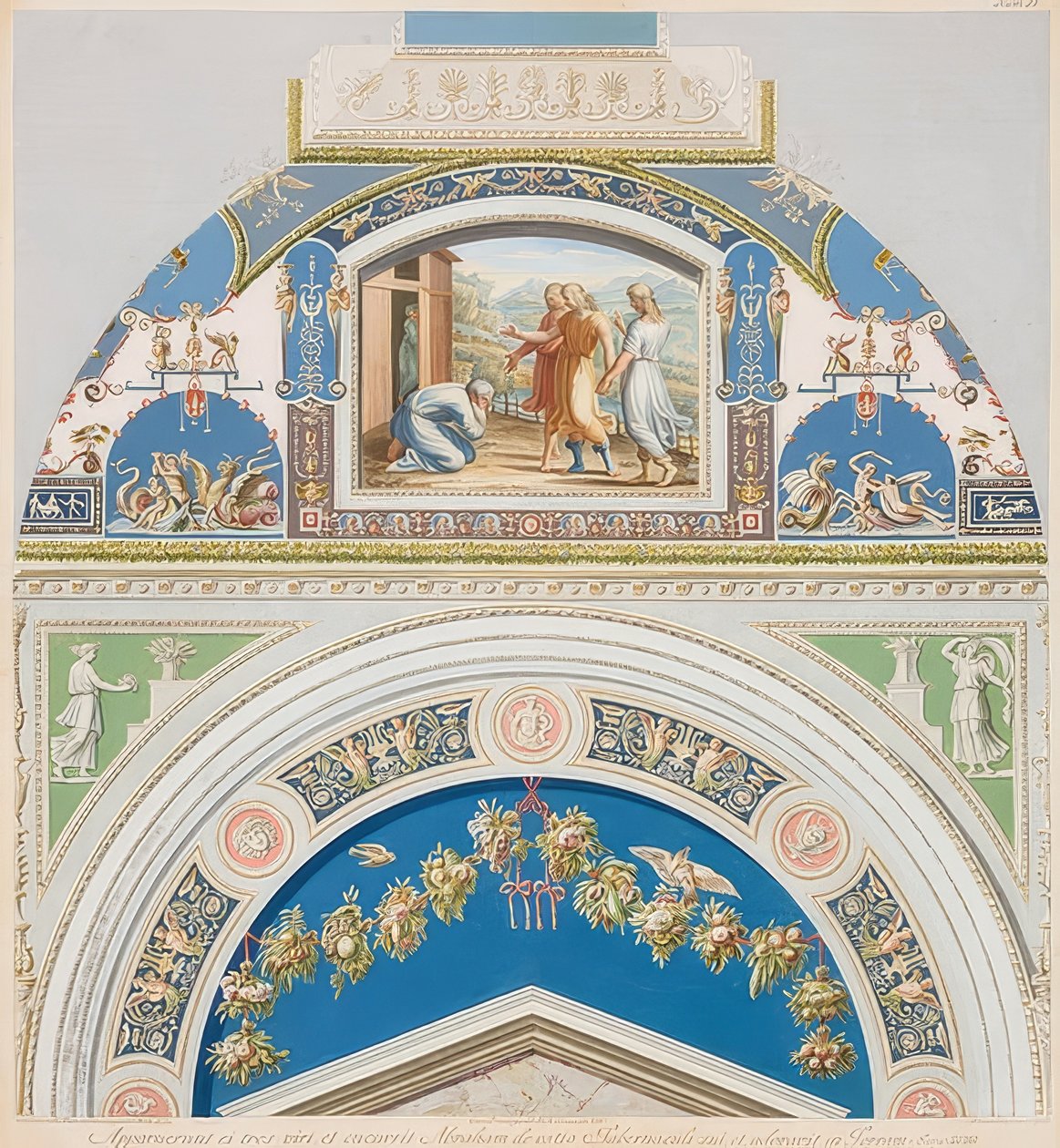 Bezel og hvelv med Abraham og de tre englene. 1774 av Gaetano Savorelli
