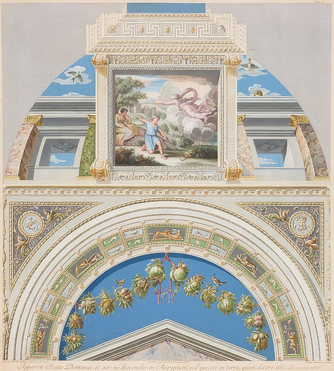 Lunette og hvelv med Gud som viser seg for Isak. 1774 av Gaetano Savorelli