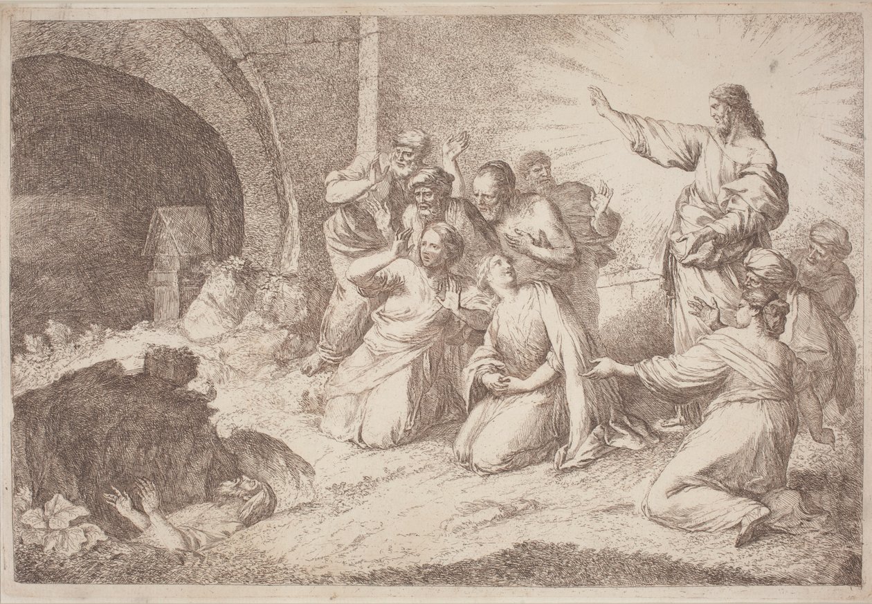 Oppreisningen av Lasarus av Gaetano Zompini, after Giovanni Benedetto Castiglione
