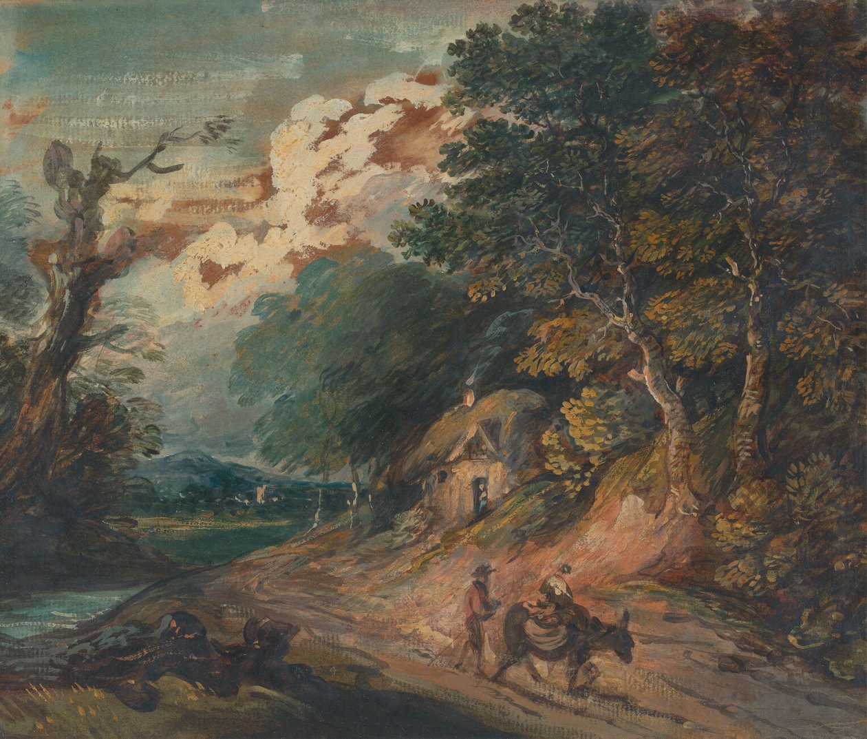 Landskap: Figur som rir på et esel av Gainsborough Dupont