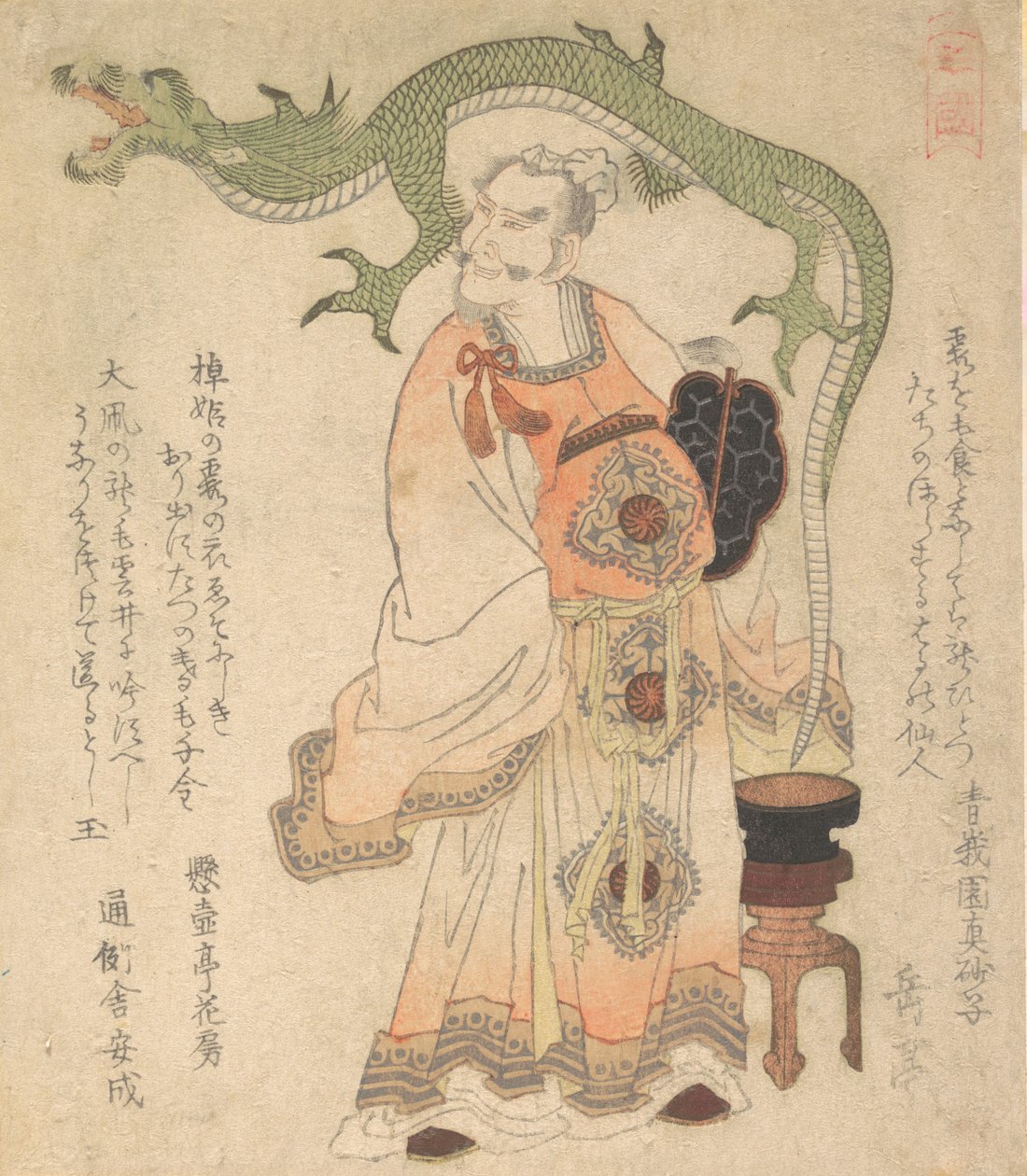 Kinesisk vismann fremkaller en drage, ca. 1825. av Gakutei