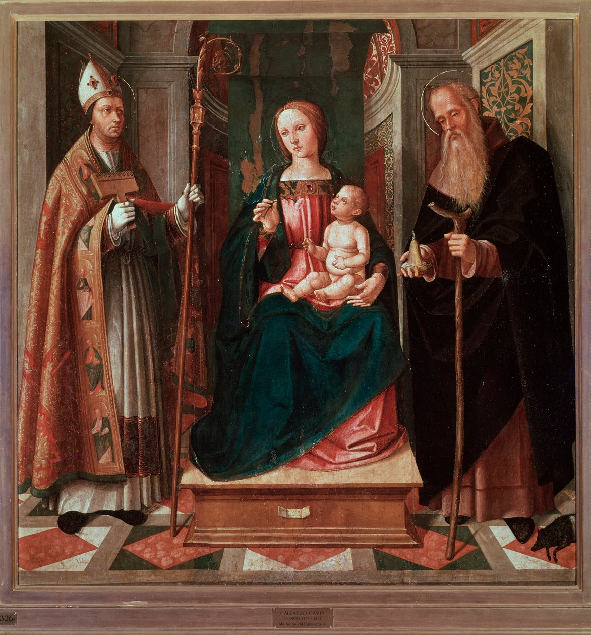 Madonna og barn mellom St Biagio og St Anthony the Abbed (maleri av Galeazzo Campi