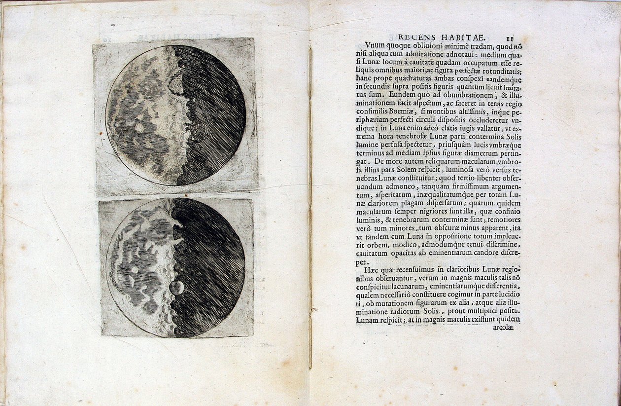 Blad av bok Sidereus Nuncius Sidereal Messenger av Galileo Galilei, 1610 av Galileo Galilei