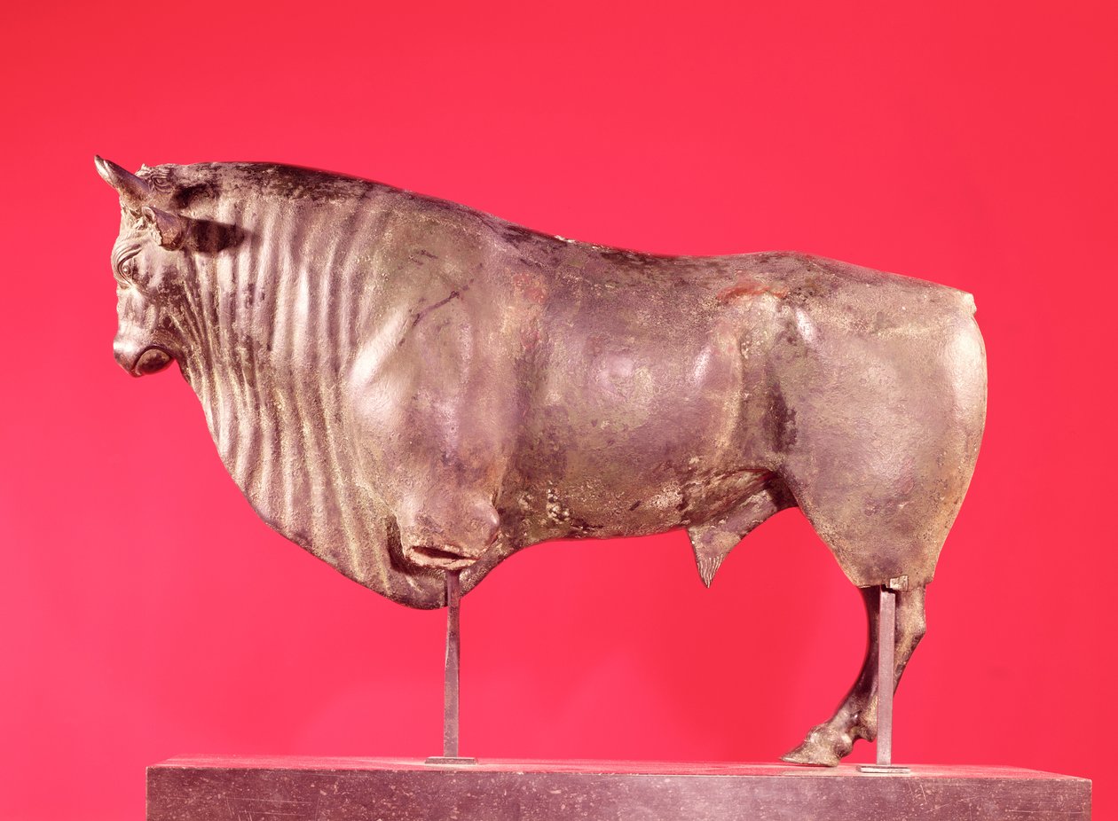 Okse med tre horn, fra Avrigney (bronse) av Gallo Roman