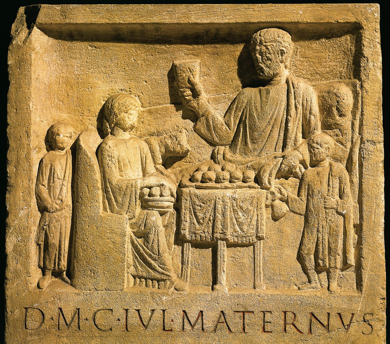 Relieff som skildrer fest, romersk sivilisasjon av Gallo Roman