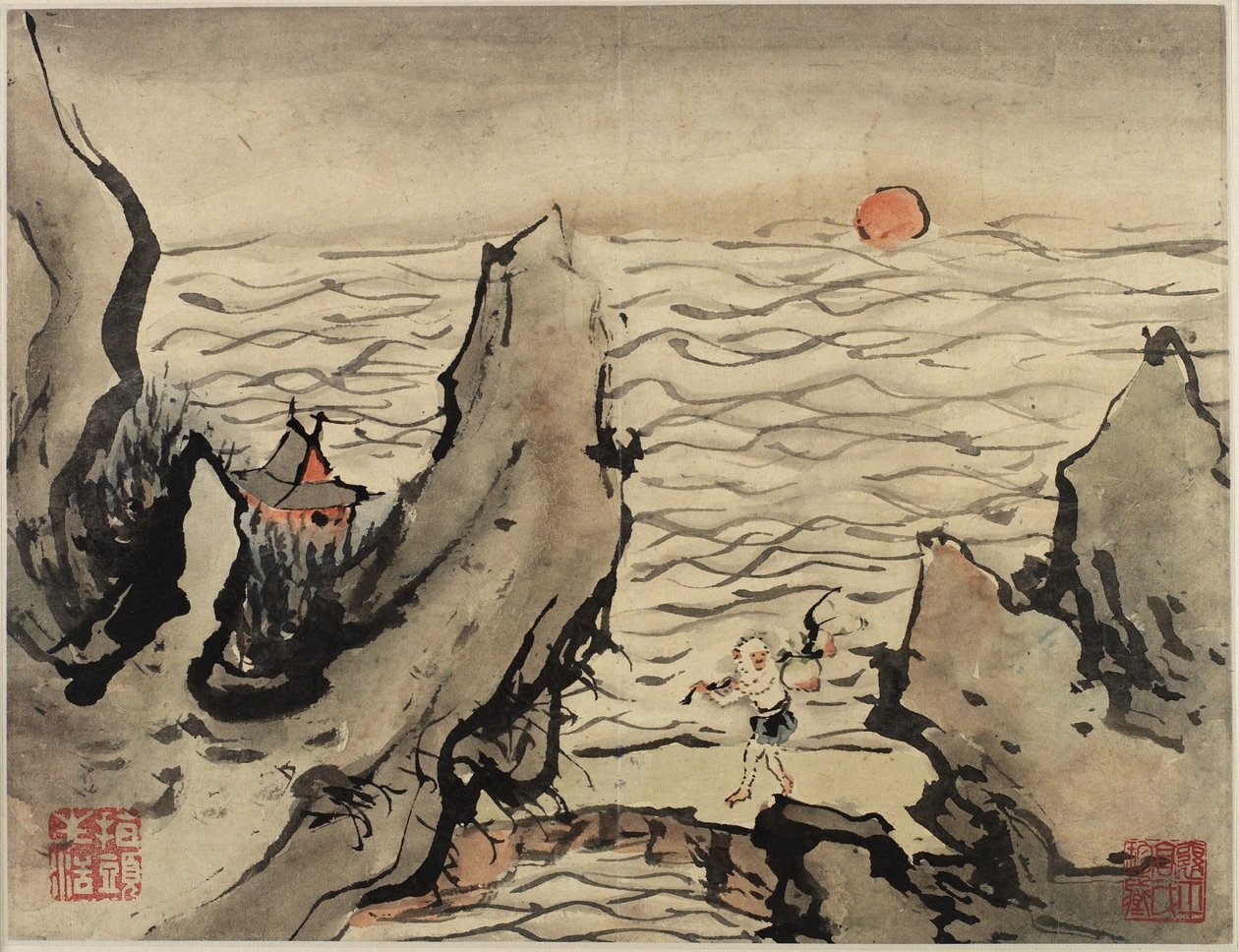 Finger Painting, fra et album på ti, 1684 av Gao Qipei
