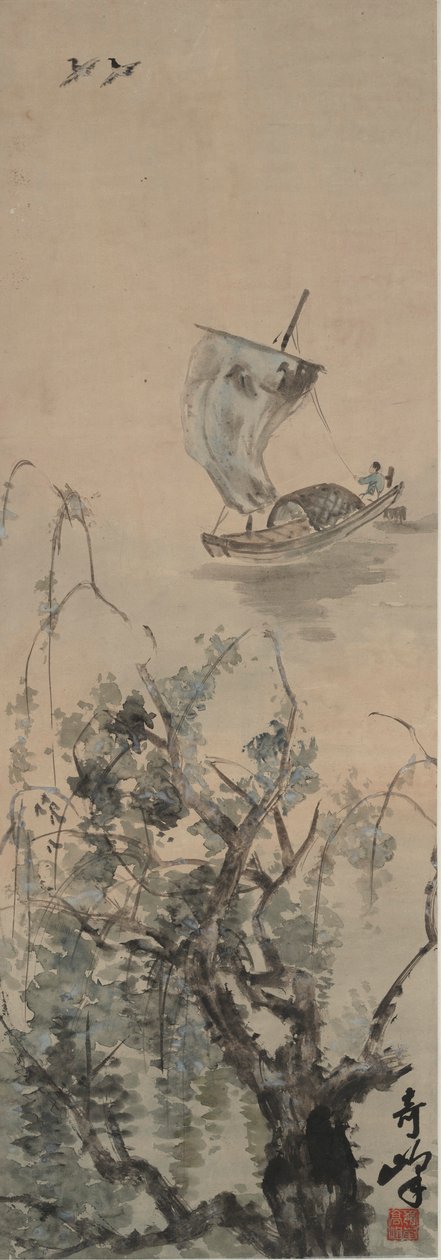 En fisker i et landskap av Gao Qifeng