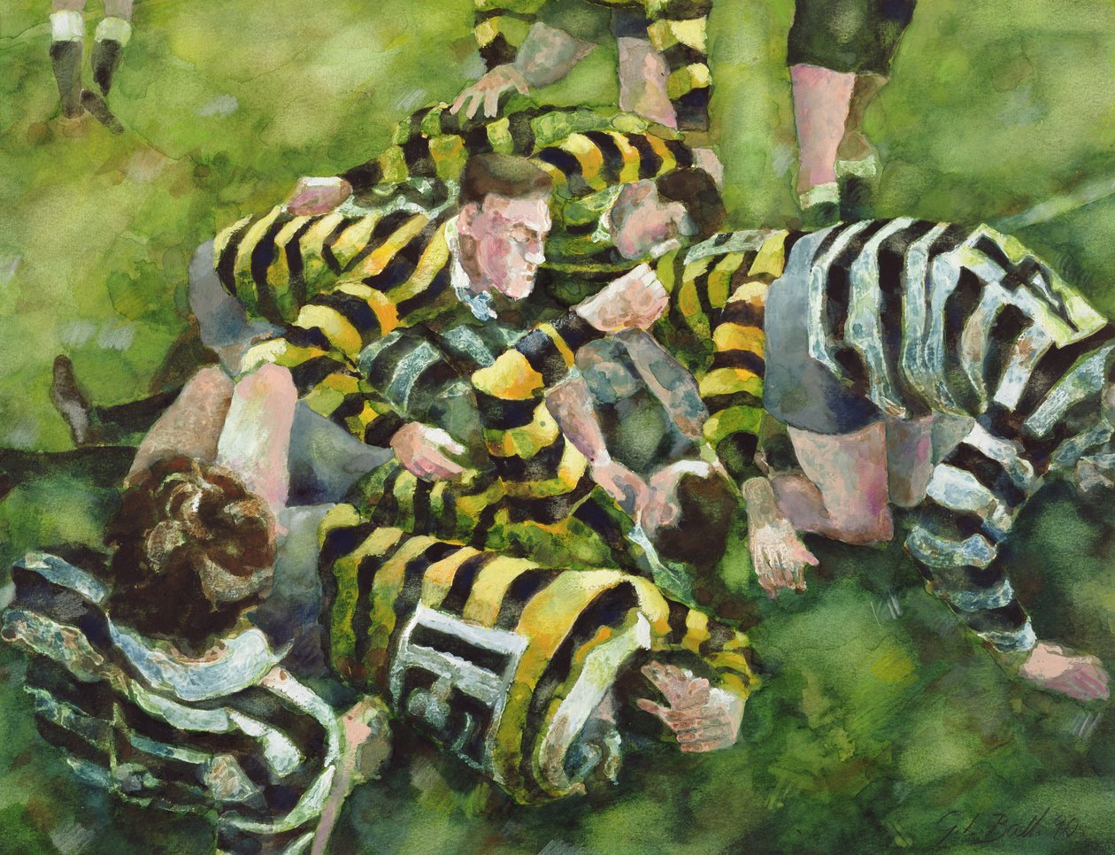 Farnham Rugby Club scorer et forsøk av Gareth Lloyd Ball