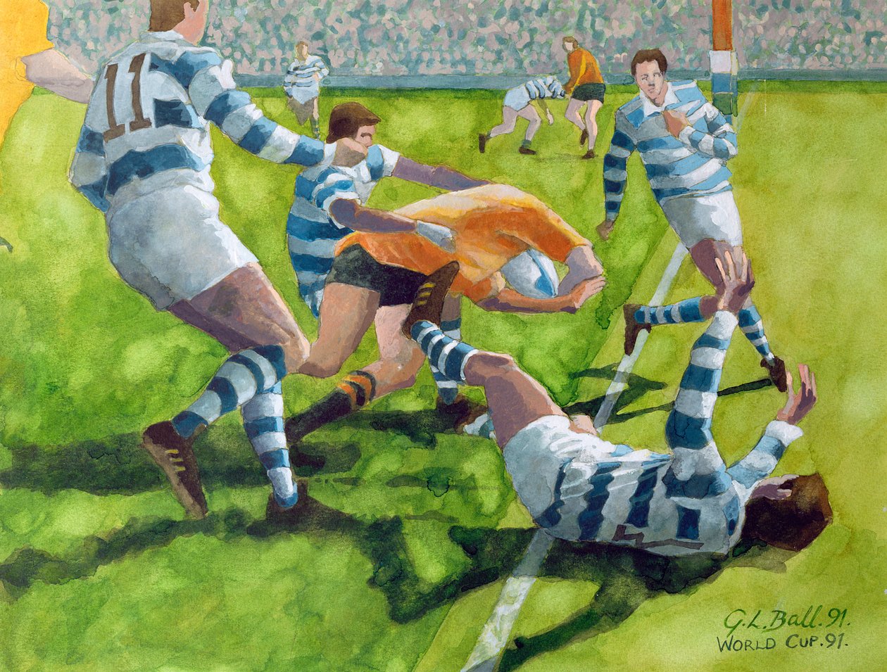 Rugbykamp: Australia mot Argentina i verdensmesterskapet, 1991 (wc) av Gareth Lloyd Ball
