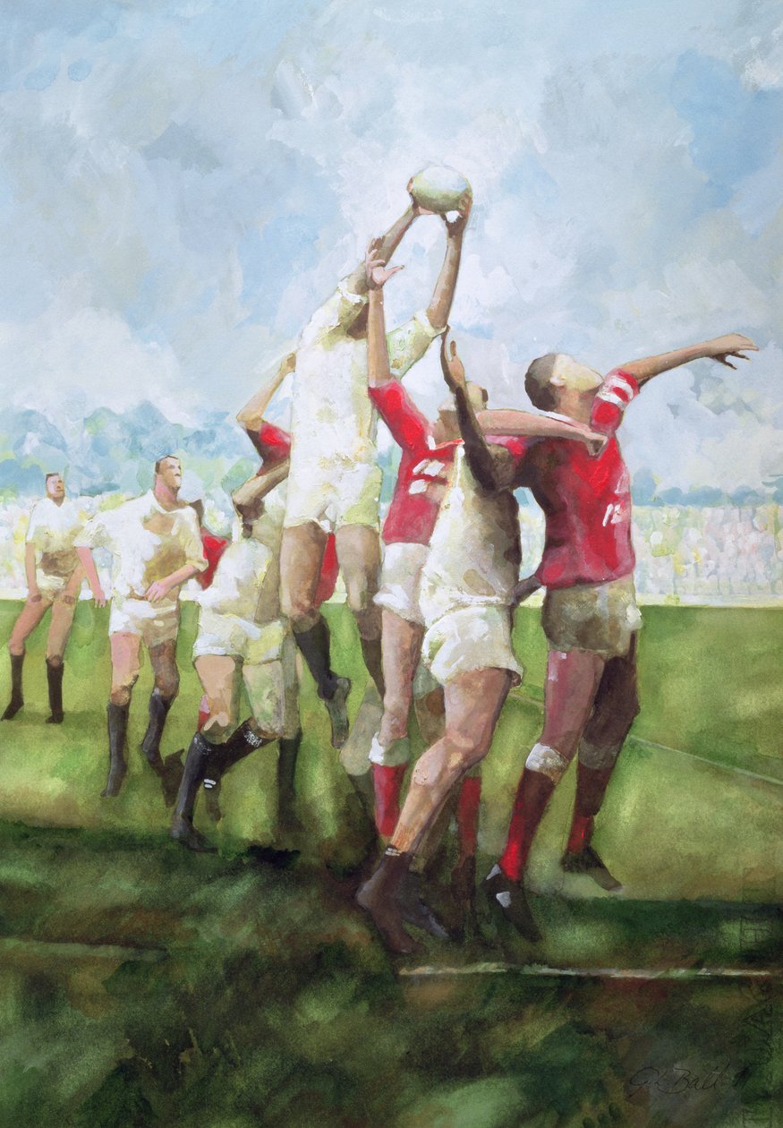 Rugbykamp: Llanelli mot Swansea, Line Out, 1992 (wc) av Gareth Lloyd Ball