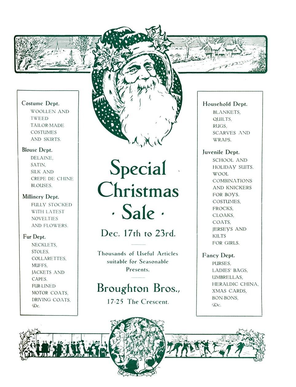 Annonse for Broughton Bros. - Special Christmas Sale, 1917 av Garratt and Atkinson