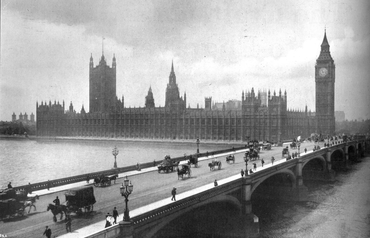 Houses of Parliament og Westminster Bridge, 1919 av Garratt and Atkinson