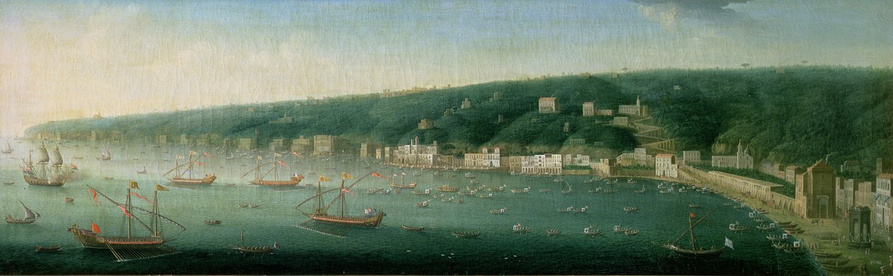 Utsikt over Napoli fra øst, 1730 av Gaspar Butler