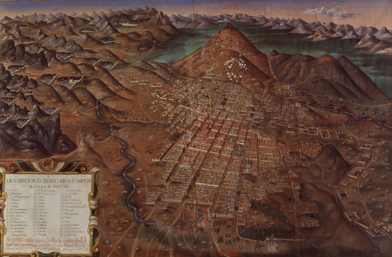 Beskrivelse av Cerro Rico og den keiserlige kommunen Potosi, 1758 av Gaspar Miguel de Berrio