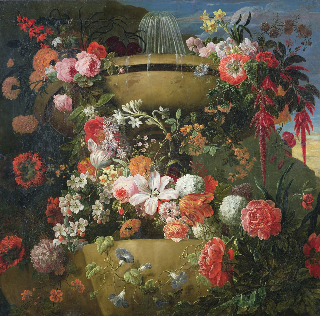 Basseng og blomster av Gaspar Peeter The Elder Verbruggen