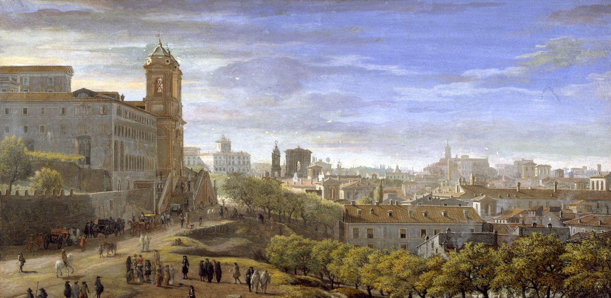 Trinità dei Monti, Roma (tempera på papir) av Gaspar van Wittel