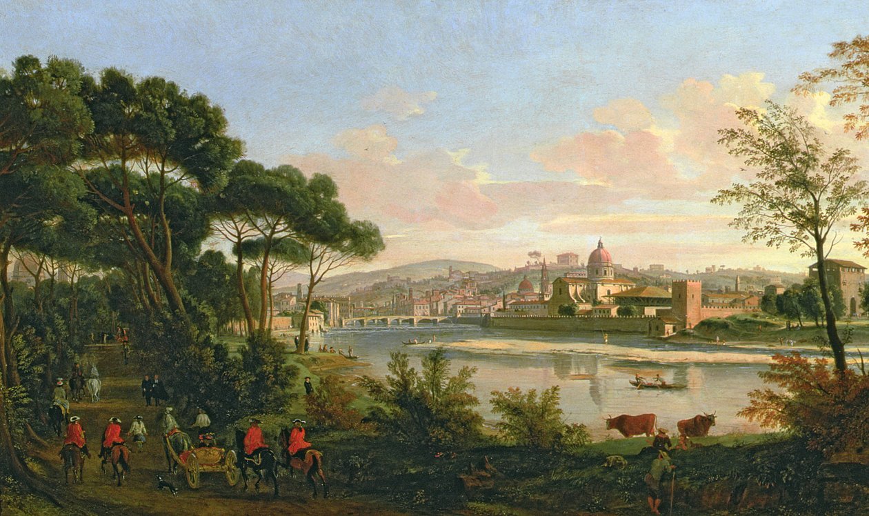 Utsikt over Firenze fra Cascine av Gaspar van Wittel