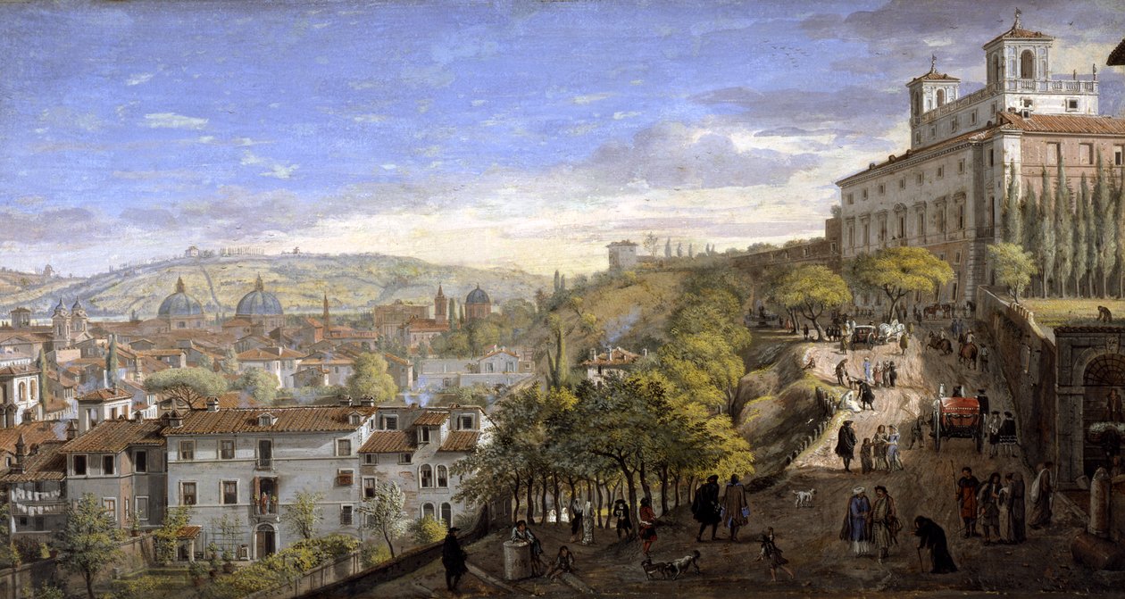 Utsikt over Villa Medici, Roma (tempera på papir) av Gaspar van Wittel