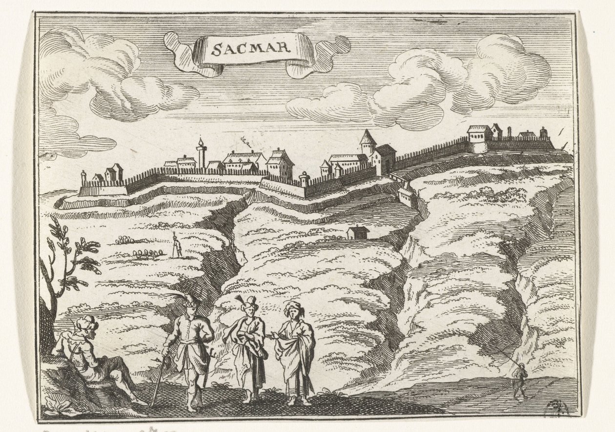 Utsikt over Satu Mare Topografiske bilder av Østerrike, Ungarn og Balkan (serietittel) Kort beskrivelse, og aen-wysinghe der placesen i desen boeck, med deres teghen-ord, stående, relevant uyt-ghebeldt, i Oostenryck (se av Gaspar Bouttats