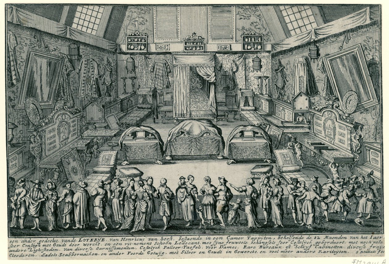 The lottery of Henricus van Soest in Antwerp av Gaspar Bouttats