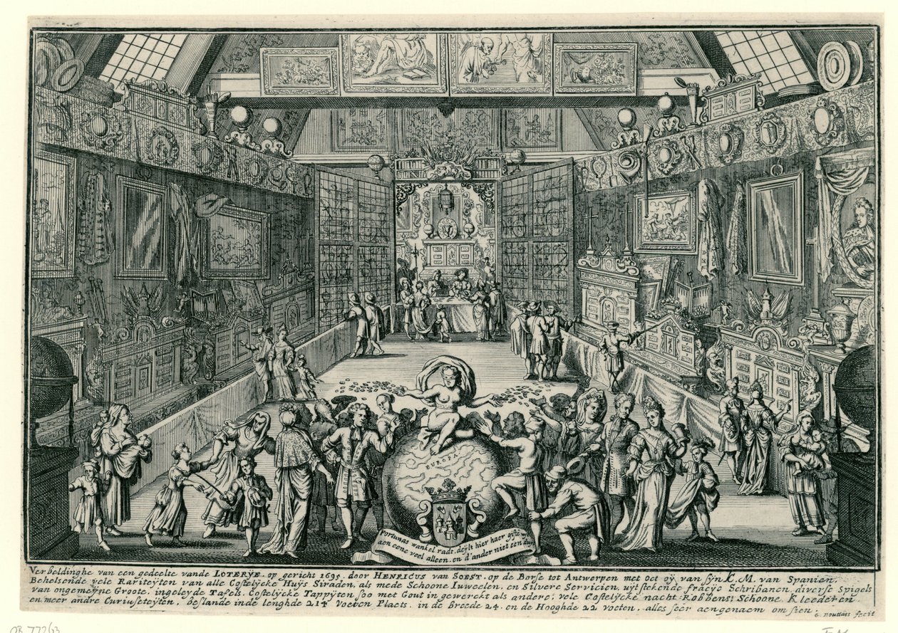 Lotteriet til Henricus van Soest i Antwerpen, 1695 av Gaspar Bouttats