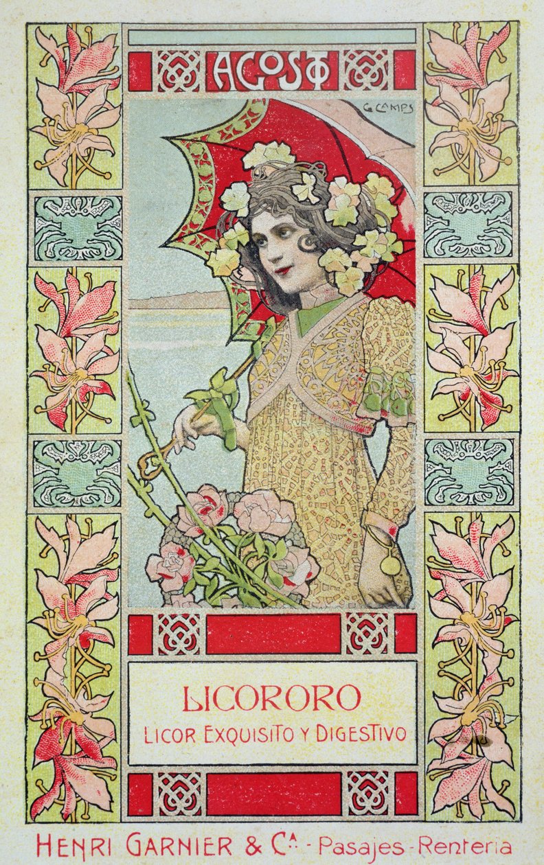 august, fra en kalender for Henri Garnier & Co. av Gaspar Camps Junyent