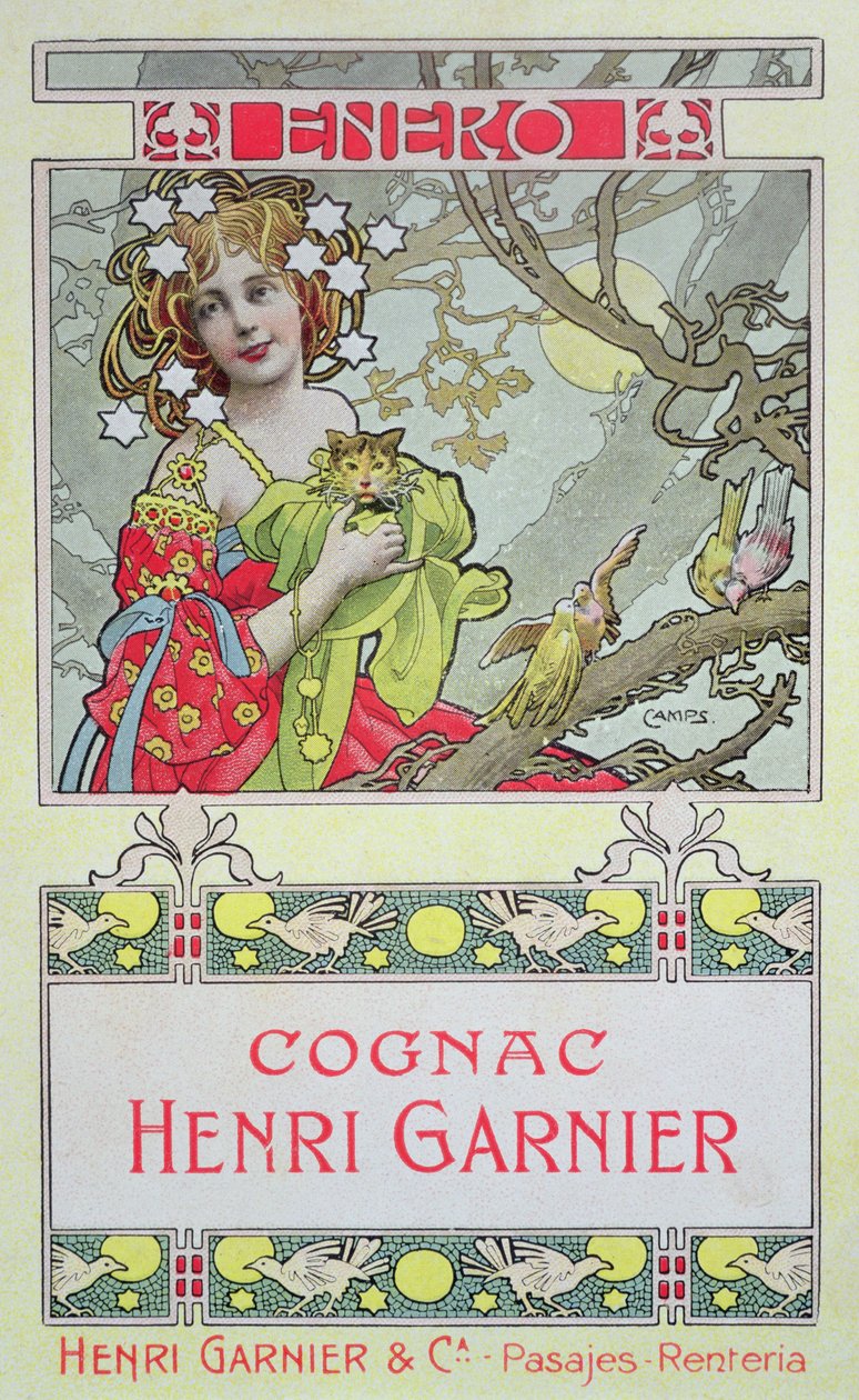 januar, fra en kalender for Henri Garnier & Co. av Gaspar Camps Junyent