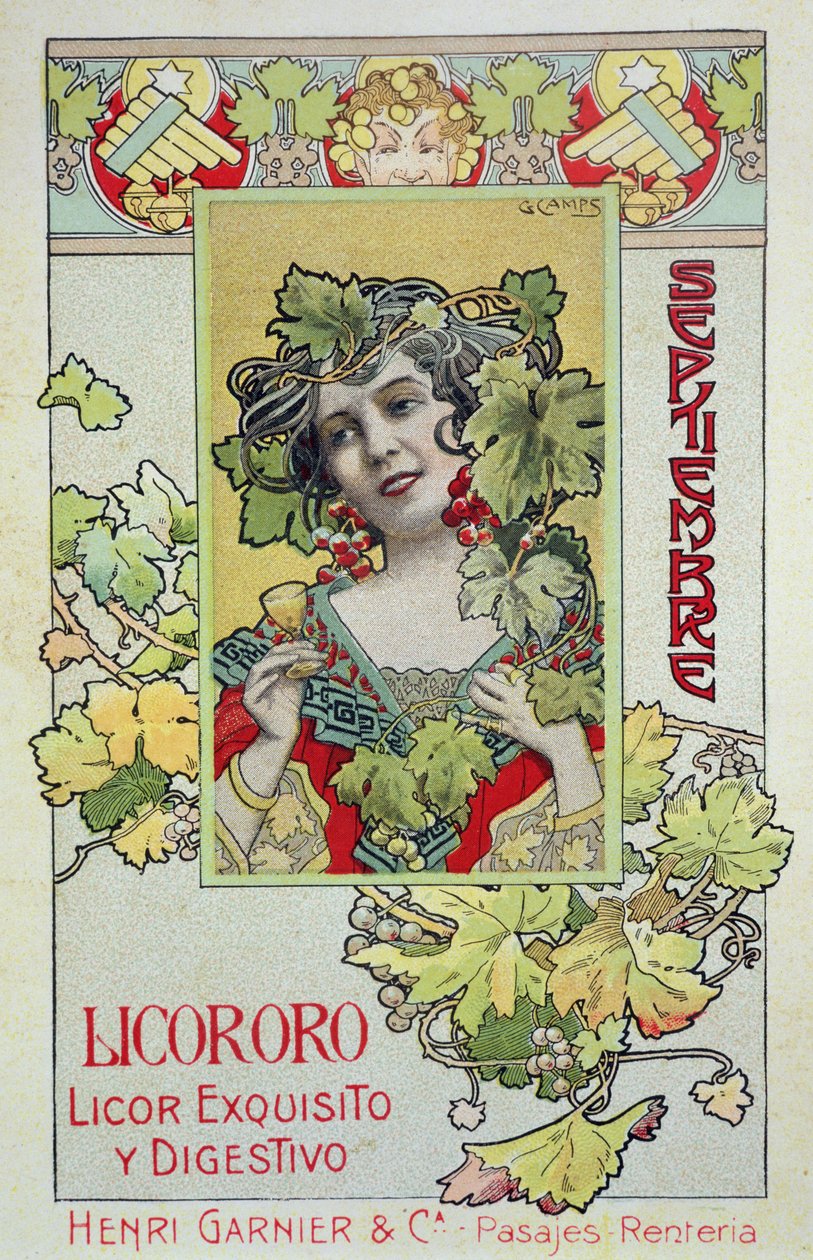 september, fra en kalender for Henri Garnier & Co. av Gaspar Camps Junyent