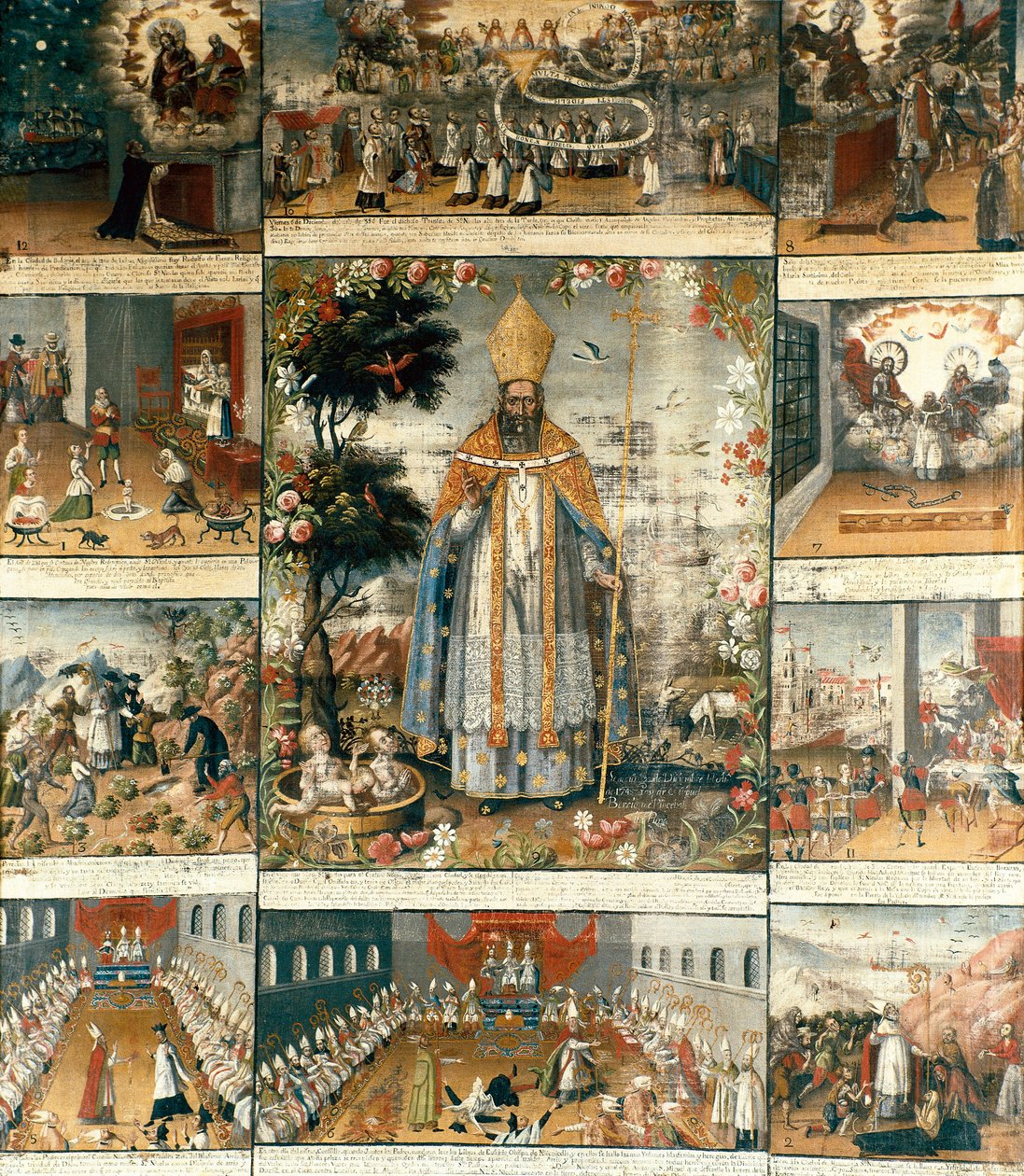 Altertavle av livet til Saint Nicholas of Myra eller Bari (270-345) av Gaspar Miguel de Berrio