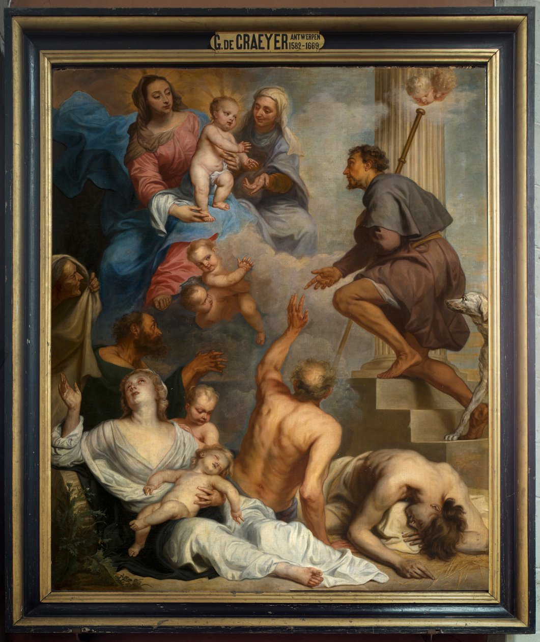Sognekirke (Sognekirken Vår Frue). Interiør. maleri. Saint Roch. Gaspar De Crayer av Gaspar De Crayer