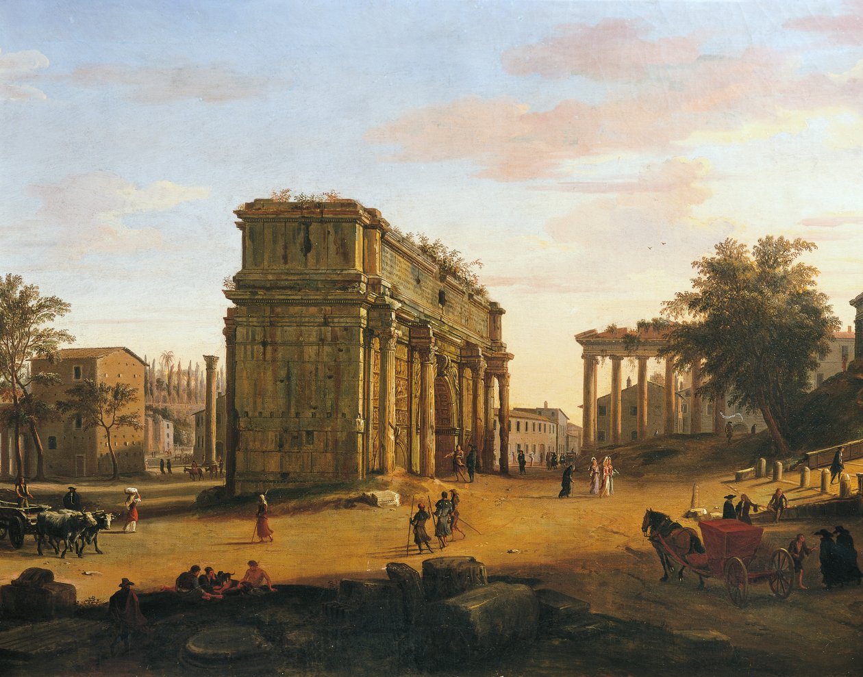 Buen til Septimius Severus i Roma, av Gaspar van Wittel (1652 eller 1653-1736), olje på panel, 565 x 9056 cm, detalj av Gaspar van Wittel