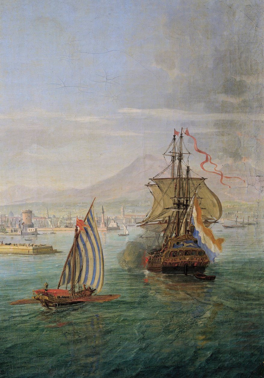 Italia, Firenze, Utsikt over Napoli fra havet, detalj av Gaspar van Wittel