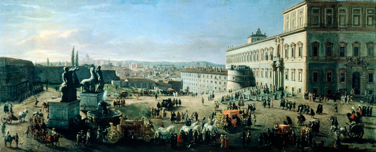 Plassen og palasset Monte Cavallo (olje på lerret) av Gaspar van Wittel