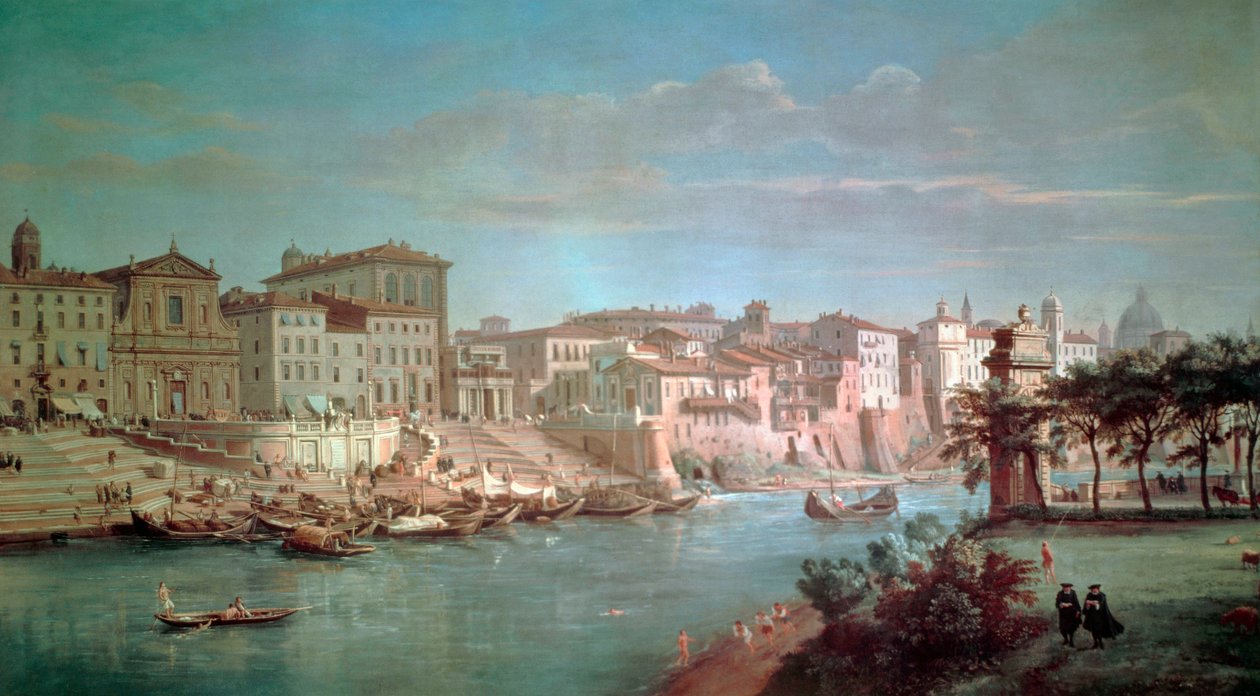 Tiberen til Porto di Ripetta av Gaspar van Wittel (1652 eller 1653-1736) av Gaspar van Wittel