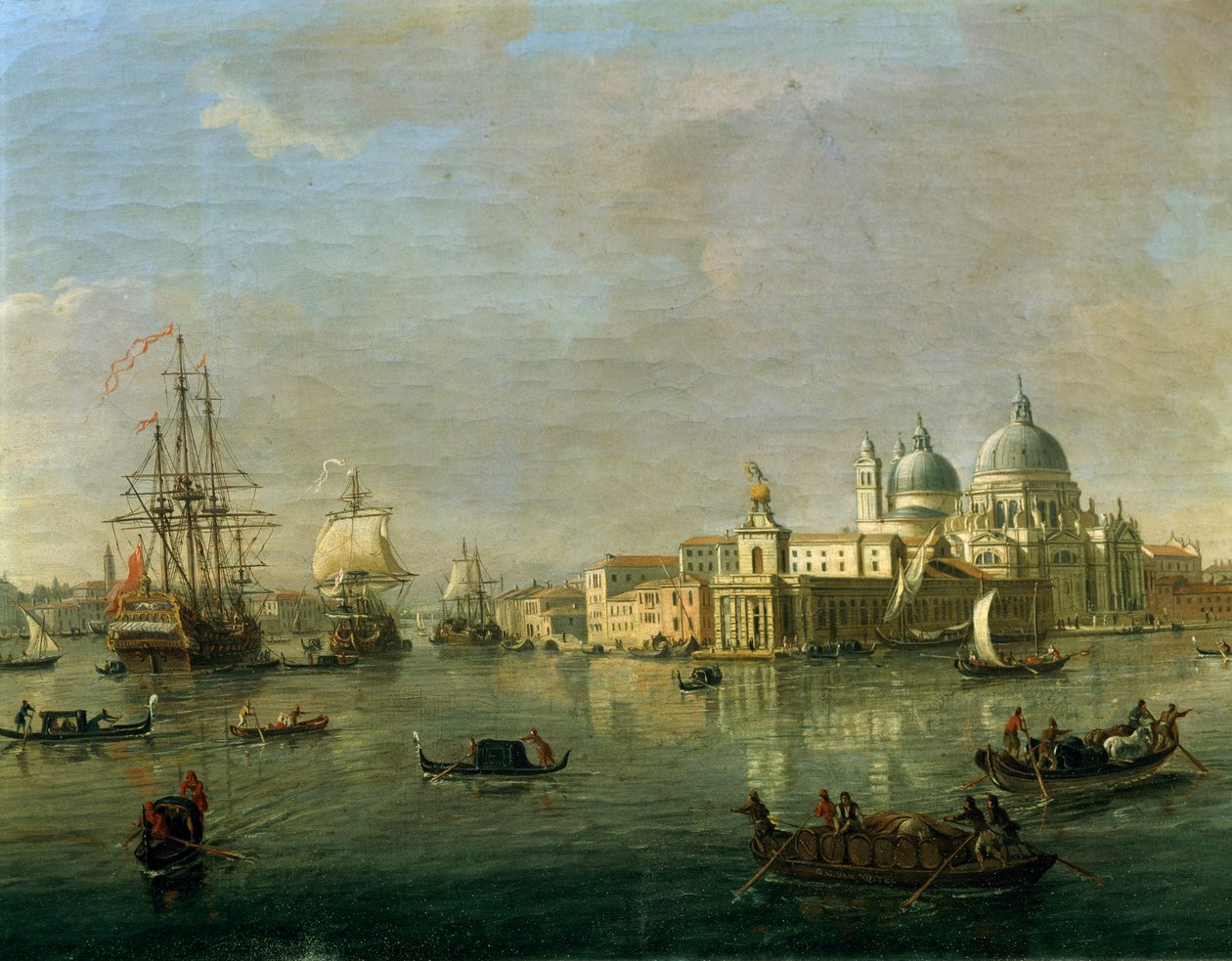 Utsikt over Venezia med Giudecca og tollhuset, av Gaspar van Wittel (1652 eller 1653-1736), olje på lerret, 27x42 cm, detalj av Gaspar van Wittel