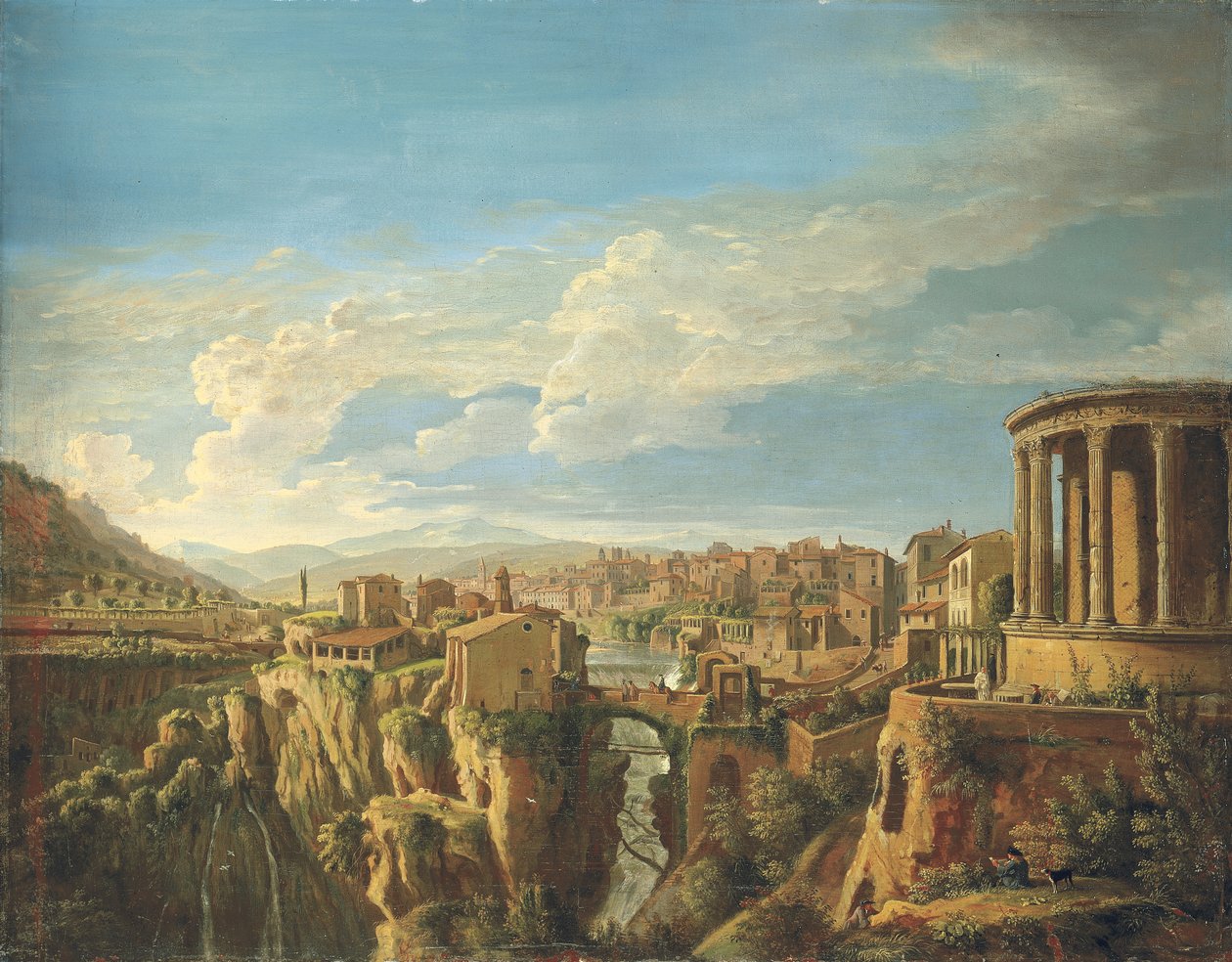 Utsikt over Tivoli med Vesta-tempelet (olje på lerret) av Gaspar van Wittel