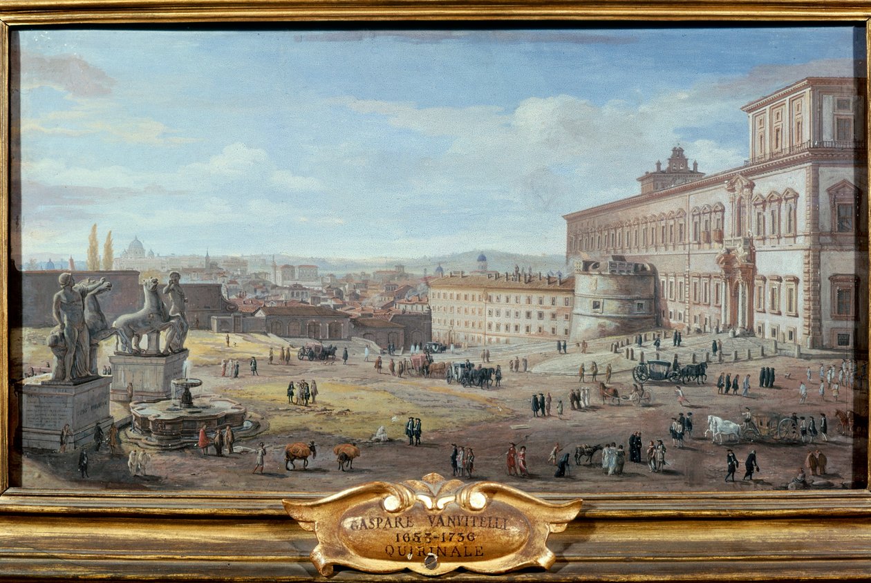 Utsikt over Roma med Quirinale-palasset og Piazza i forgrunnen av Gaspar van Wittel