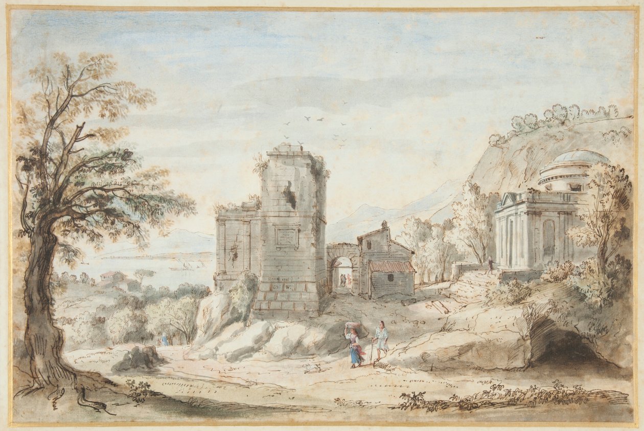 Landskap med ruiner og et tempel, 1716 av Gaspar van Wittel