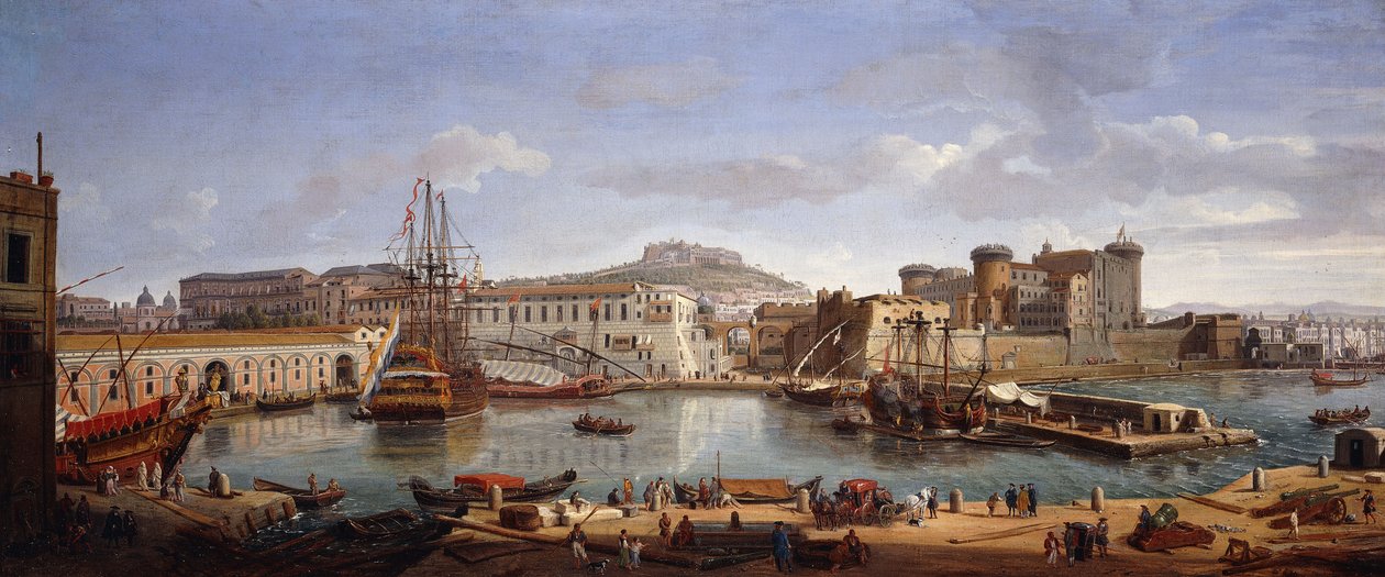 The Darsena, Napoli, ca. 1702 av Gaspar van Wittel