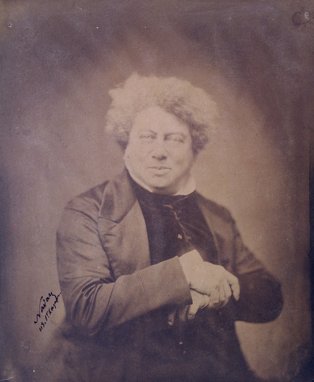Portrett av Alexandre Dumas pere (1803-70) ca. 1850-60 (sepia-fotografi) av Nadar