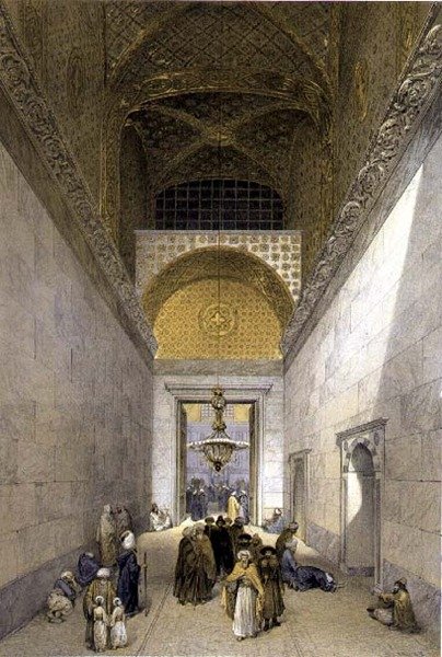 Hagia Sophia, plate 1: hovedinngang til moskeen, gravert av Louis Haghe (1806-85) publisert 1852 (litho) av Gaspard (after) Fossati