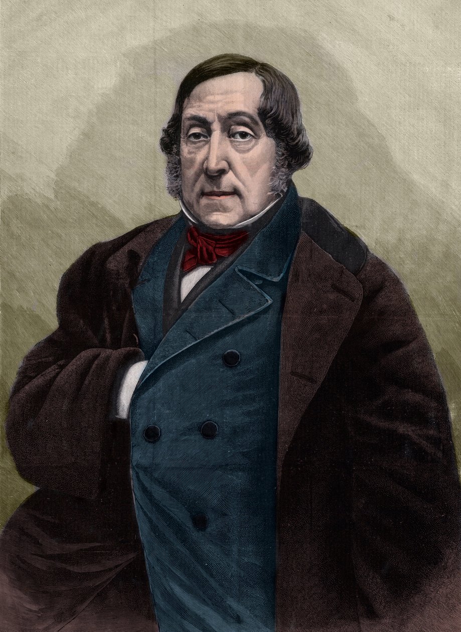 Portrett av Gioachino (Gioacchino) Rossini (1792-1868), italiensk komponistgravering etter fotografiet av Nadar. av Gaspard Felix Tournachon Nadar