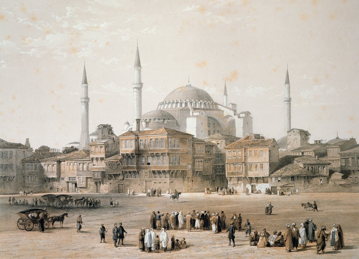 Hagia Sophia (plate 25) før restaurering, gravert av Louis Haghe (1806-85) publisert 1852 av Gaspard Fossati