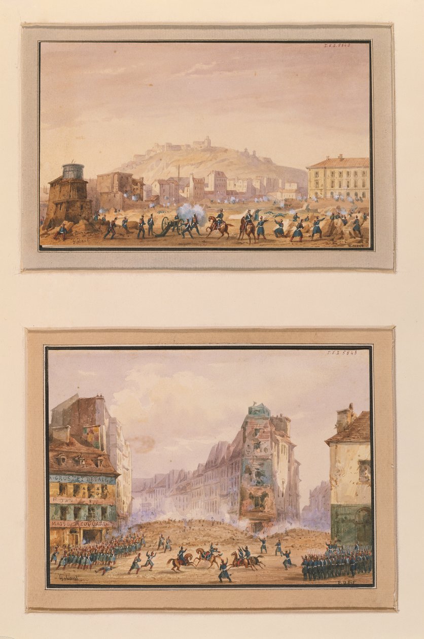 Angrep på Clos Saint-Lazare i juni 1848 og angrepet på barrikaden ved inngangen til Faubourg Saint-Antoine med general Francois de Negriers død (1839-1913) 25. juni 1848 (gouach) av Gaspard Gobaut