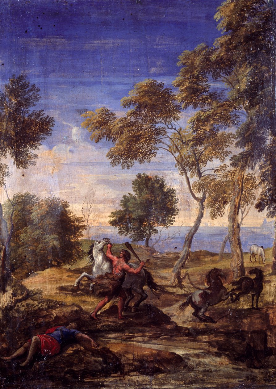 Landskampen om kentaurene (olje på lerret) av Gaspard Poussin (school of) Dughet