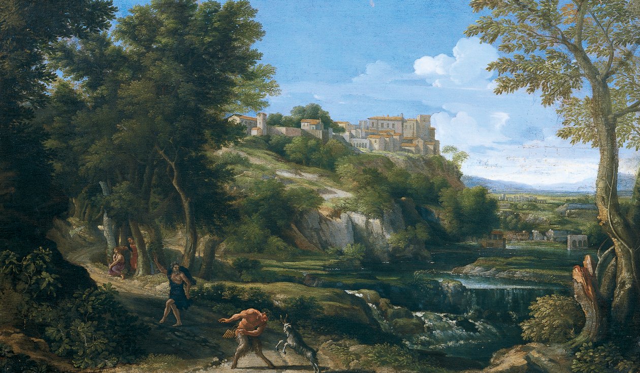 Landskap som viser dansende faun og nymfe 1667–1668, av Gaspard Dughet (1615–1675) av Gaspard Poussin Dughet