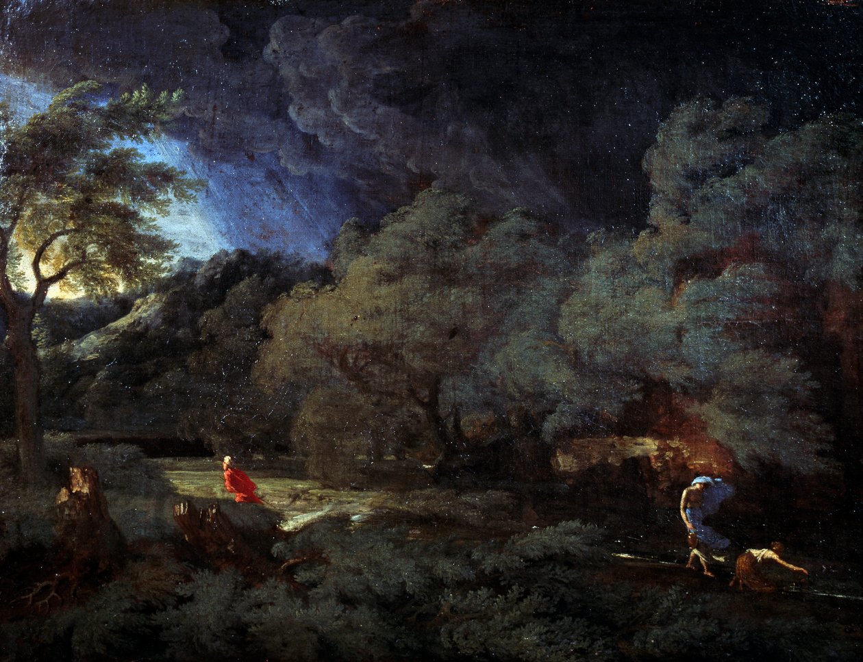 Stormfullt landskap (olje på lerret) av Gaspard Poussin Dughet