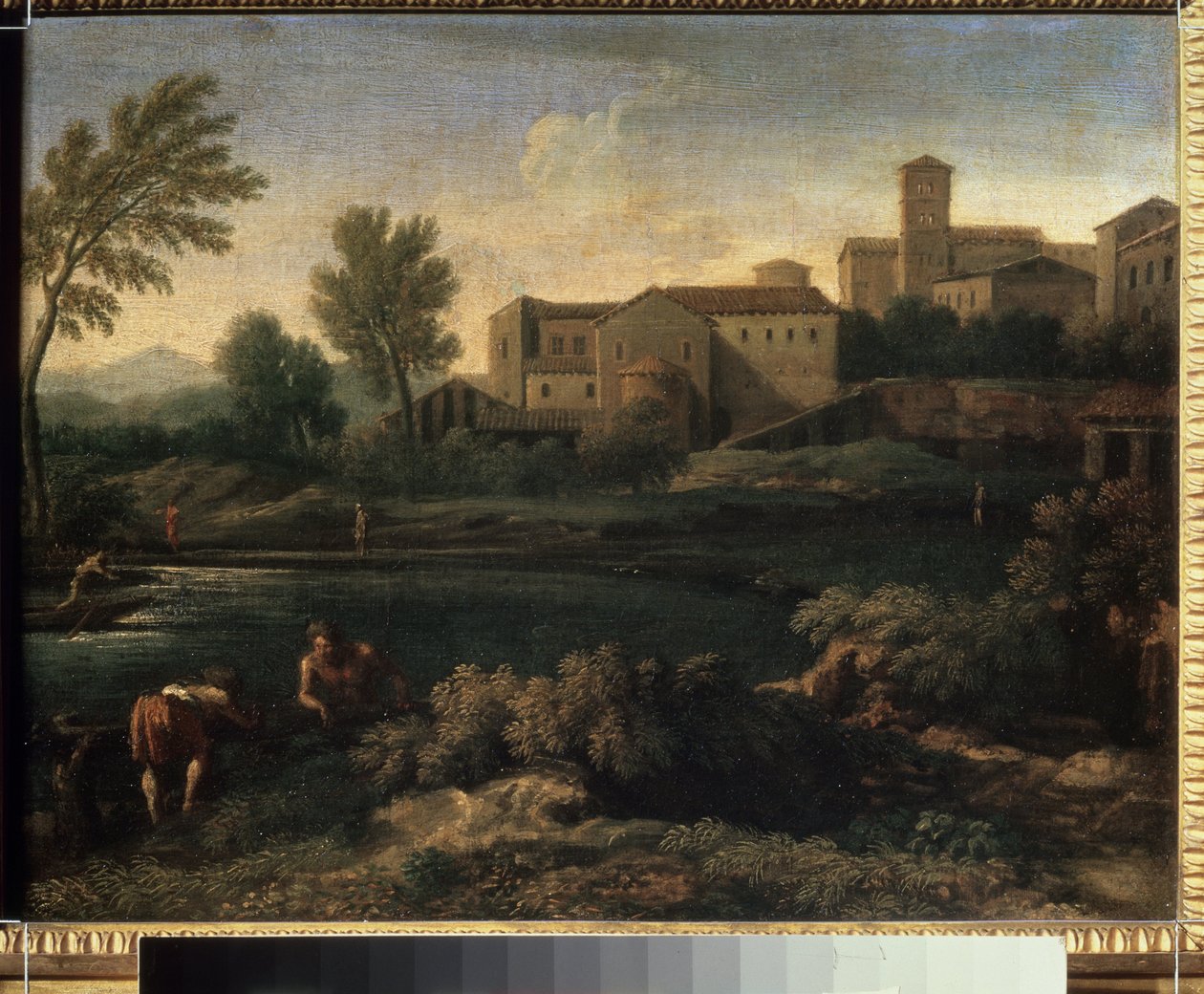 ""Utsikt over en by i Lazio-regionen nær Roma"" (En liten by i Latium) Maleri av Gaspard Dughet (1615-1675) Circa 1660 Pushkin Museum, Moskva av Gaspard Poussin Dughet