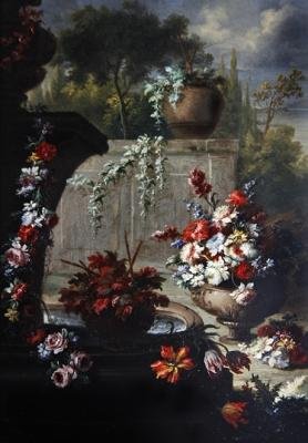 Stilleben av blomster i prydvaser (olje på kobber) (par til 379514) av Gasparo Lopez